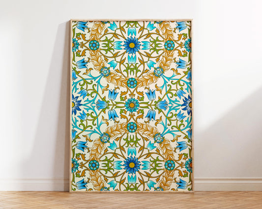 William Morris Print 'Vine' (1873), Vintage Botanical Patterns, Classic Art Reproduction, Blue & Yellow Floral Wall Art