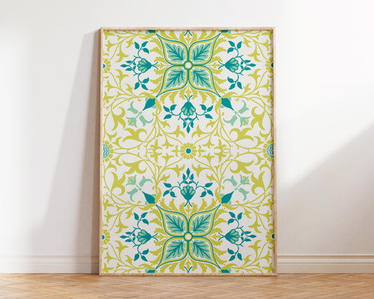 William Morris Print 'Vine' (1873), Vintage Botanical Patterns, Classic Art Reproduction, Blue & Green Floral Wall Art