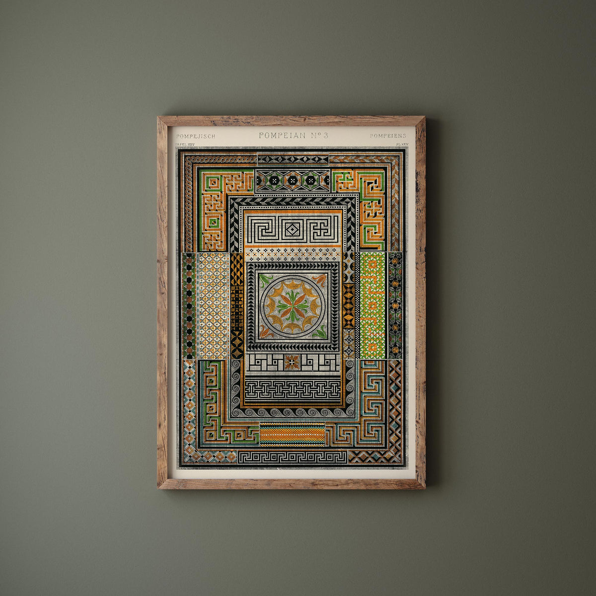 Vintage Pompeian Mosaics Print by Owen Jones, Grammar of Ornament Reproduction, Geometric Abstract Patterns Poster, 19th Century Wall Art