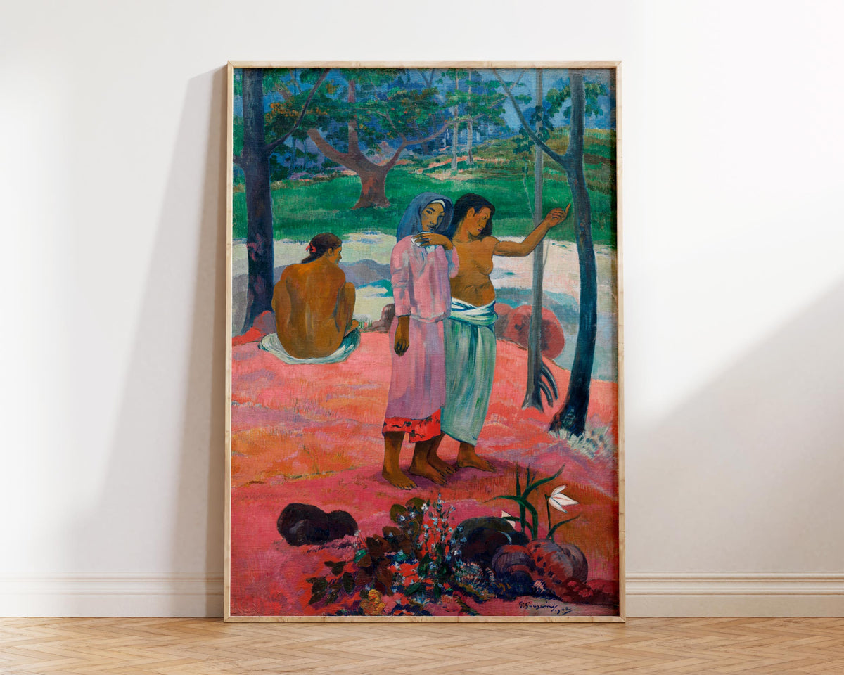 Paul Gauguin Print, The Call (1902) Reproduction, Antique Famous Painting, Green & Pink Living Room Decor