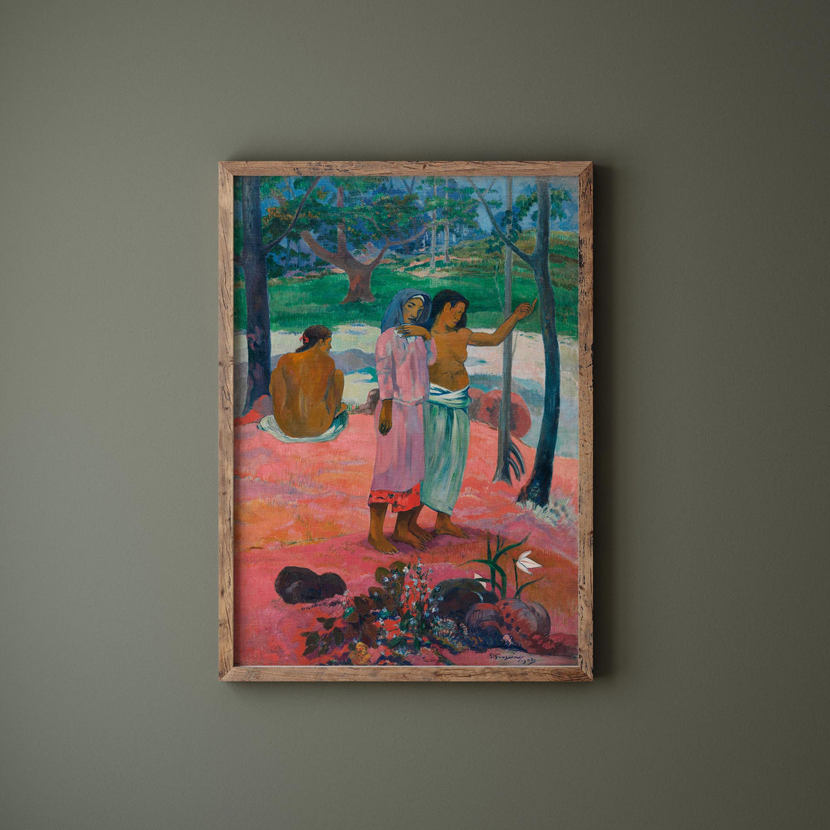 Paul Gauguin Print, The Call (1902) Reproduction, Antique Famous Painting, Green & Pink Living Room Decor