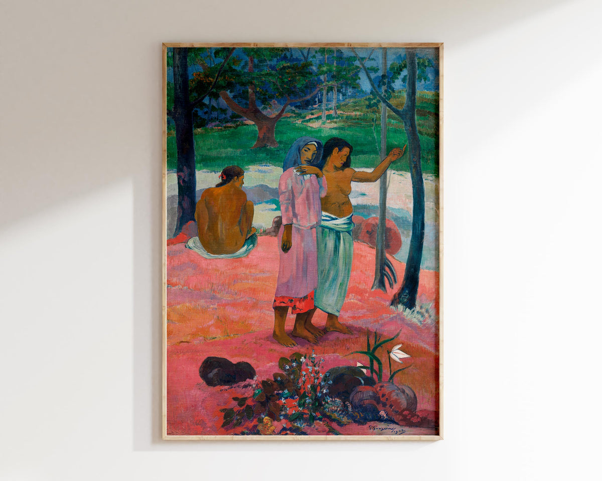 Paul Gauguin Print, The Call (1902) Reproduction, Antique Famous Painting, Green & Pink Living Room Decor