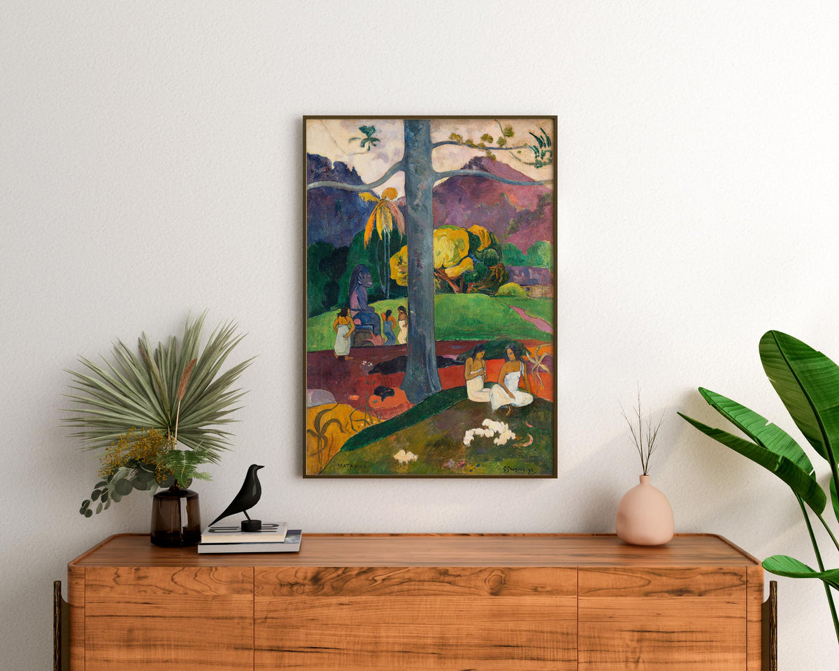 Paul Gauguin Mata Mua (1892) Print, Vintage Famous Painting Reproduction, Large Landscape Living Room Decor