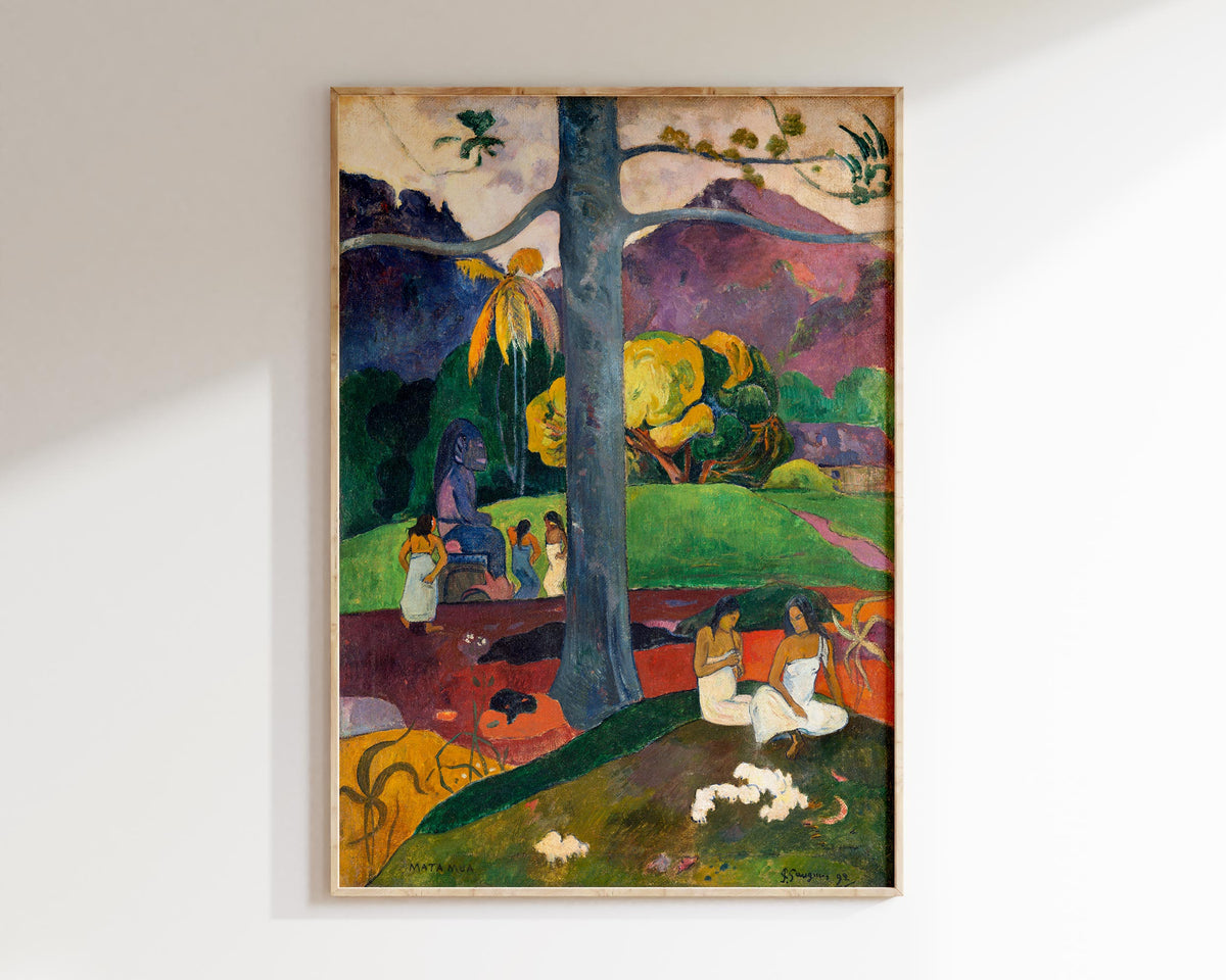Paul Gauguin Mata Mua (1892) Print, Vintage Famous Painting Reproduction, Large Landscape Living Room Decor