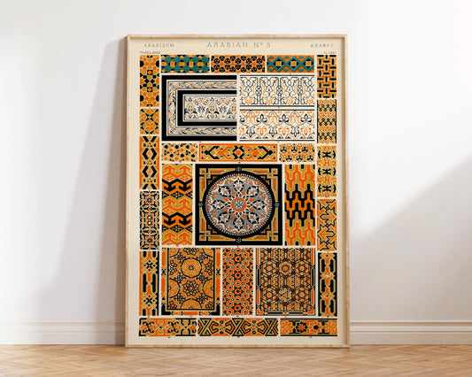 Vintage Arabian Patterns Print by Owen Jones, Grammar of Ornament Wall Art, Antique Islamic Texture Poster, Arabesque Patterns, Mandala Art