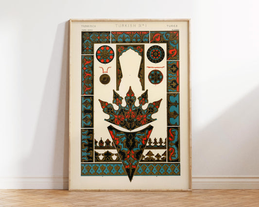 Vintage Turkish Patterns Print by Owen Jones, Grammar of Ornament Wall Art, Antique Islamic Texture Poster, Arabesque Patterns, Abstract Art