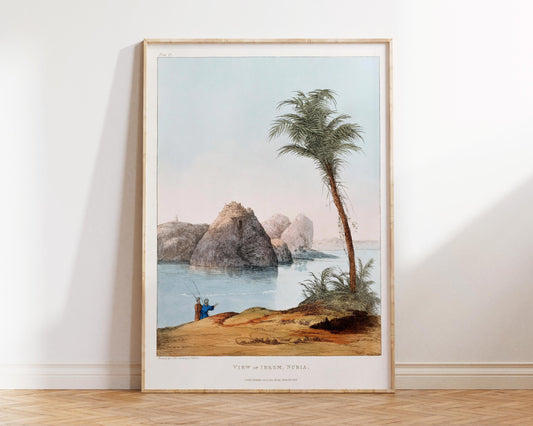 Ancient Egyptian Art Print by Giovanni Battista Belzoni, The Rocks and Castle of Ibrim in Nubia, Vintage Egypt Landscape, Historical Print