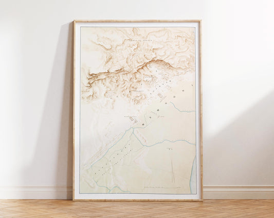Ancient Egyptian Art Print by Émile Prisse d'Avennes, Topographic Map of the Ruins of Thebes, Old Map Reproduction