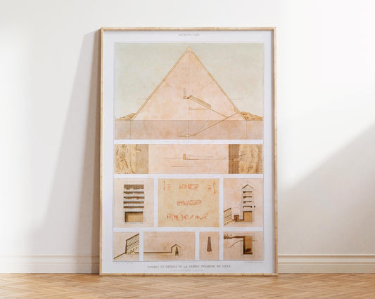 Great Pyramid of Giza Print, Ancient Egypt Wall Art, Egyptian Architecture Art Print by Émile Prisse d'Avennes, Gift for Egyptologists