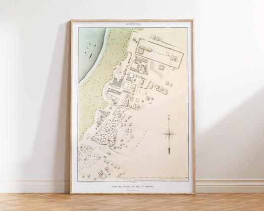 Ancient Egyptian City Map, Egypt Architectural Layout Print, Plan of the Ruins of Tell el-Amarna by Émile Prisse d'Avennes