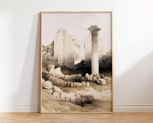 Ancient Egyptian Art Print by David Roberts "Karnac (Karnak)", Egypt Architecture Illustration Reproduction, Vintage Egyptian Temple Print