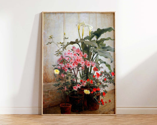 Botanical Painting by by George Cochran Lambdin, Vintage Art Reproduction Print, Flower Wall Art, "Side of a Greenhouse", Plant Lover Gift