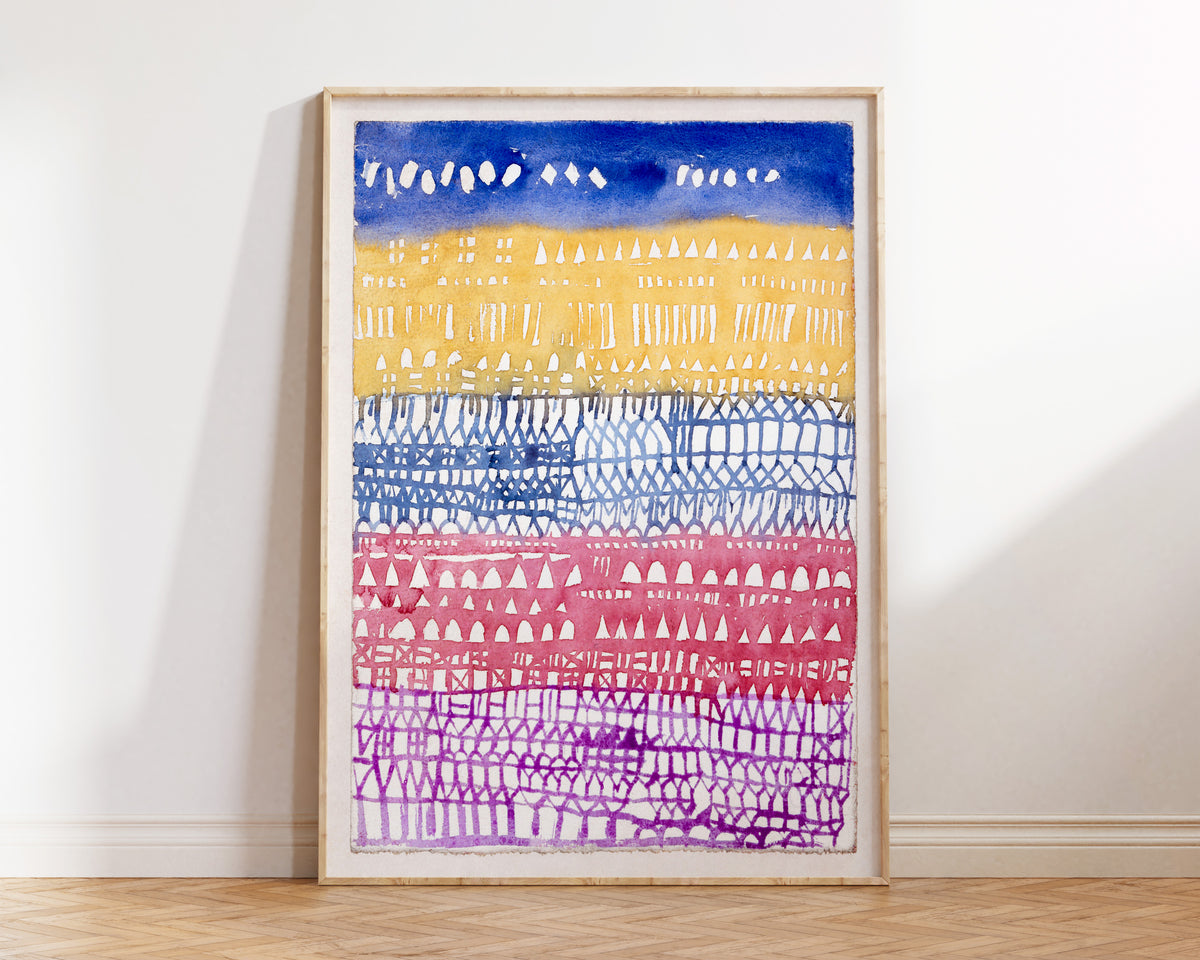 Abstract Large Wall Art Print "Old City (1928)" by Paul Klee, Vintage Painting Reproduction Minimalist Living Room Decor