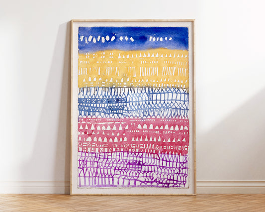 Abstract Large Wall Art Print "Old City (1928)" by Paul Klee, Vintage Painting Reproduction Minimalist Living Room Decor