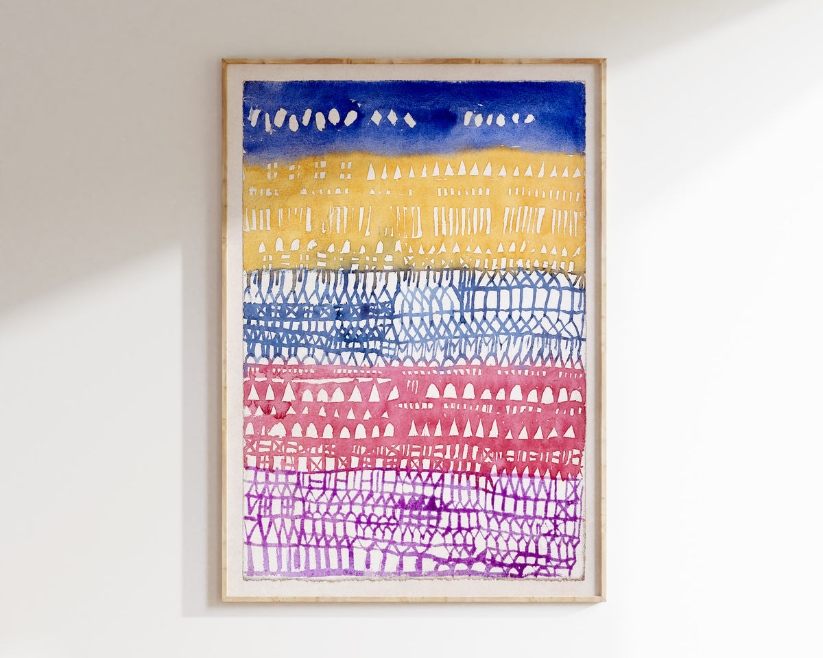 Abstract Large Wall Art Print "Old City (1928)" by Paul Klee, Vintage Painting Reproduction Minimalist Living Room Decor
