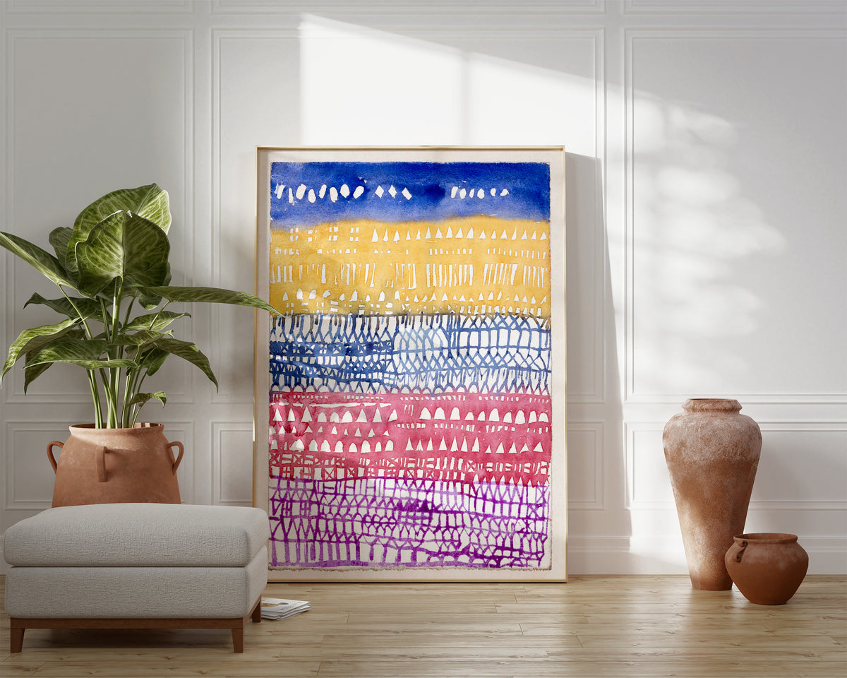 Abstract Large Wall Art Print "Old City (1928)" by Paul Klee, Vintage Painting Reproduction Minimalist Living Room Decor