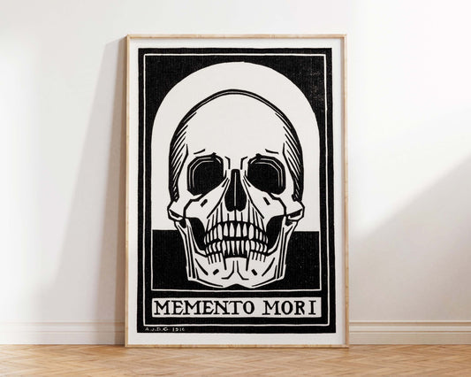 Vintage Memento Mori by Julie de Graag Print, Art Nouveau Wall Art, Retro Human Skull Gothic Art Poster, Spooky Antique Poster
