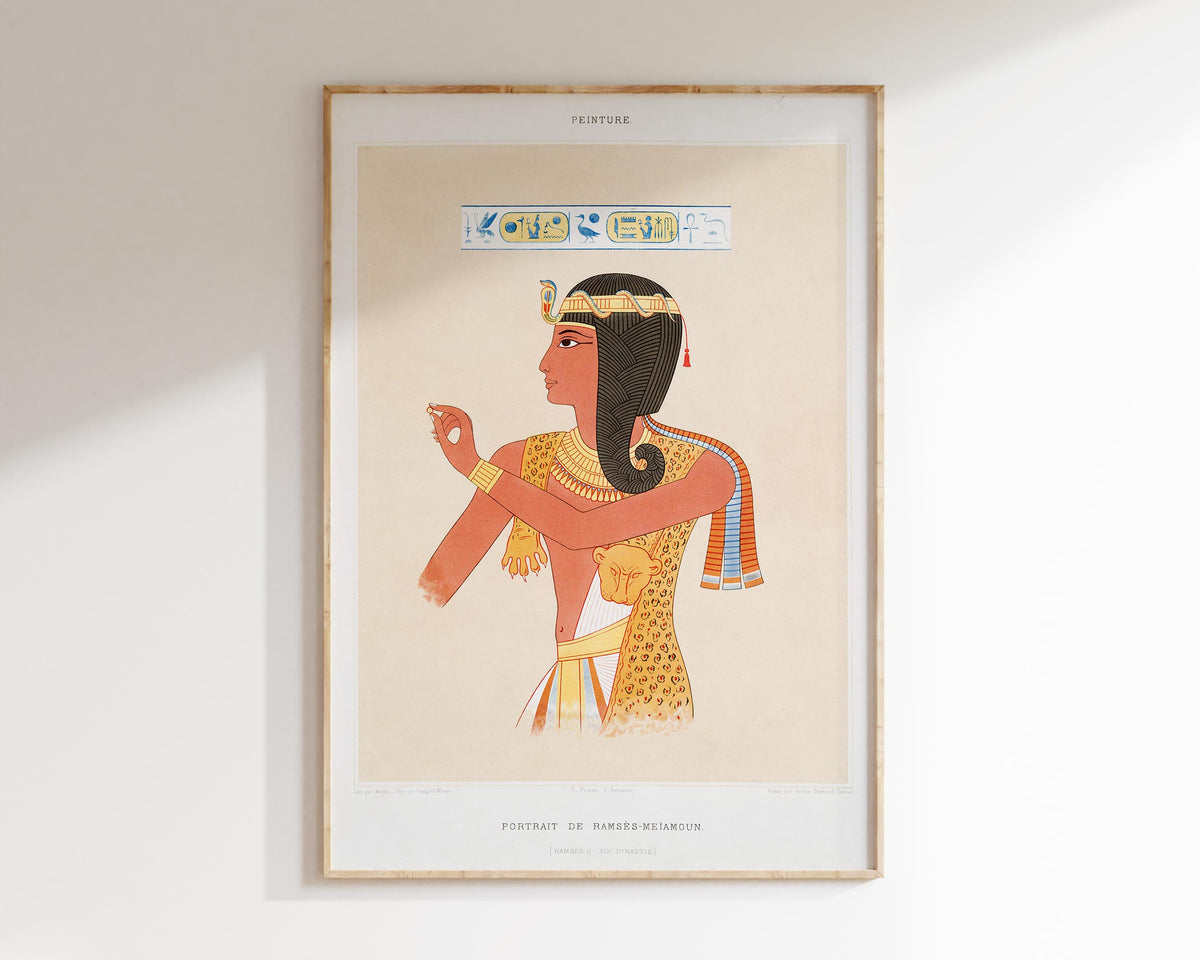 Ancient Egyptian Art Print by Émile Prisse d'Avennes, Vintage Egyptology Art Reproduction, Antique Egypt Mythology Wall Art