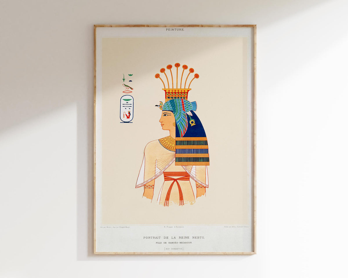 Ancient Egyptian Art Print by Émile Prisse d'Avennes, Vintage Egyptology Art Reproduction, Antique Egypt Mythology Wall Art