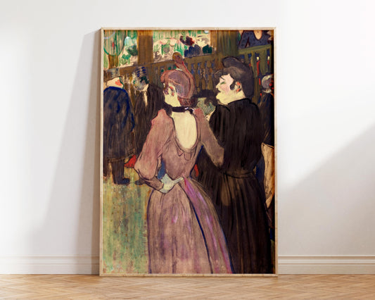 Vintage Art Print by Henri de Toulouse–Lautrec, La Goulue and Her Sister (1892) Reproduction, Antique Art Nouveau Painting